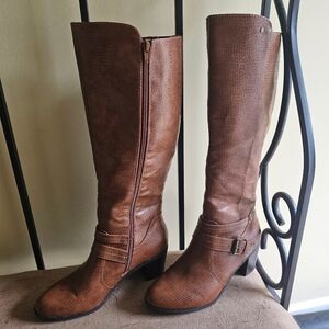 Kim Rogers Brown Knee-High Faux Leather Boots